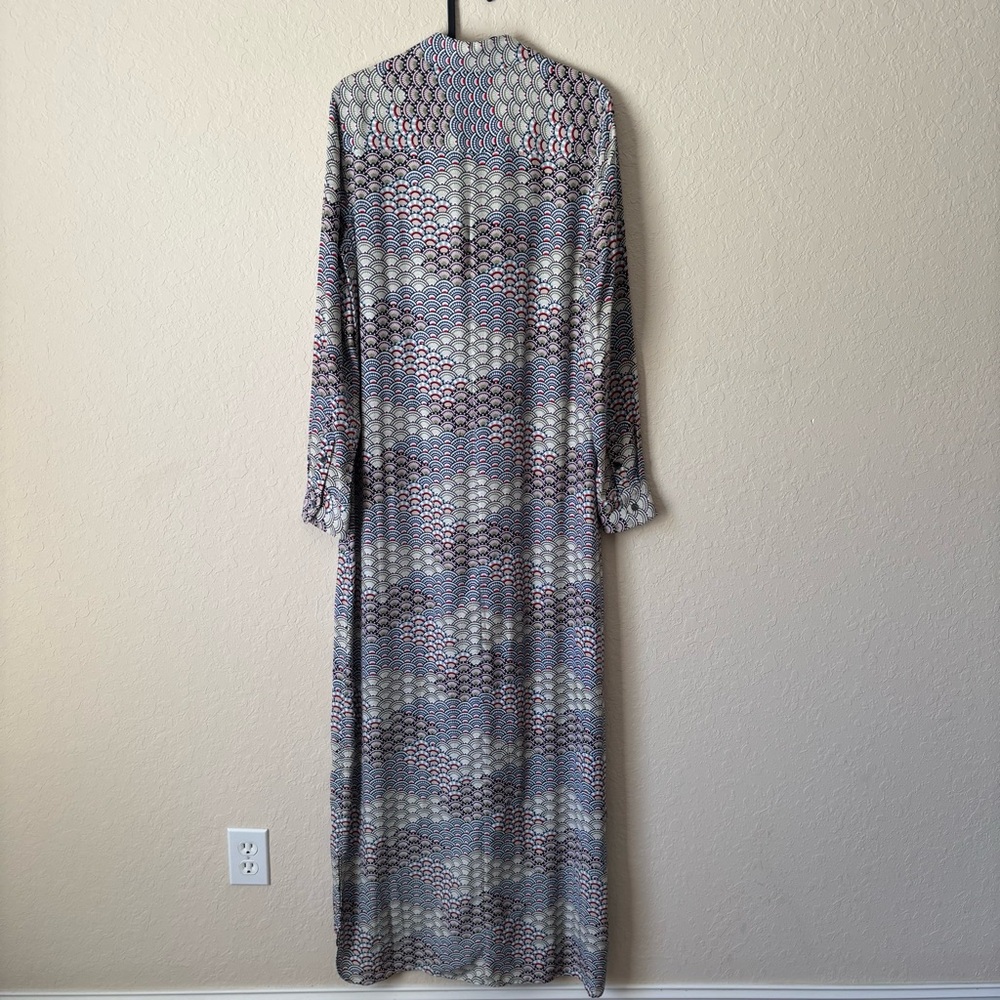 Equipment | Women's 100% Silk Brett Maxi Dress White Multi Fluttering Fan Print - Picture 10 of 13